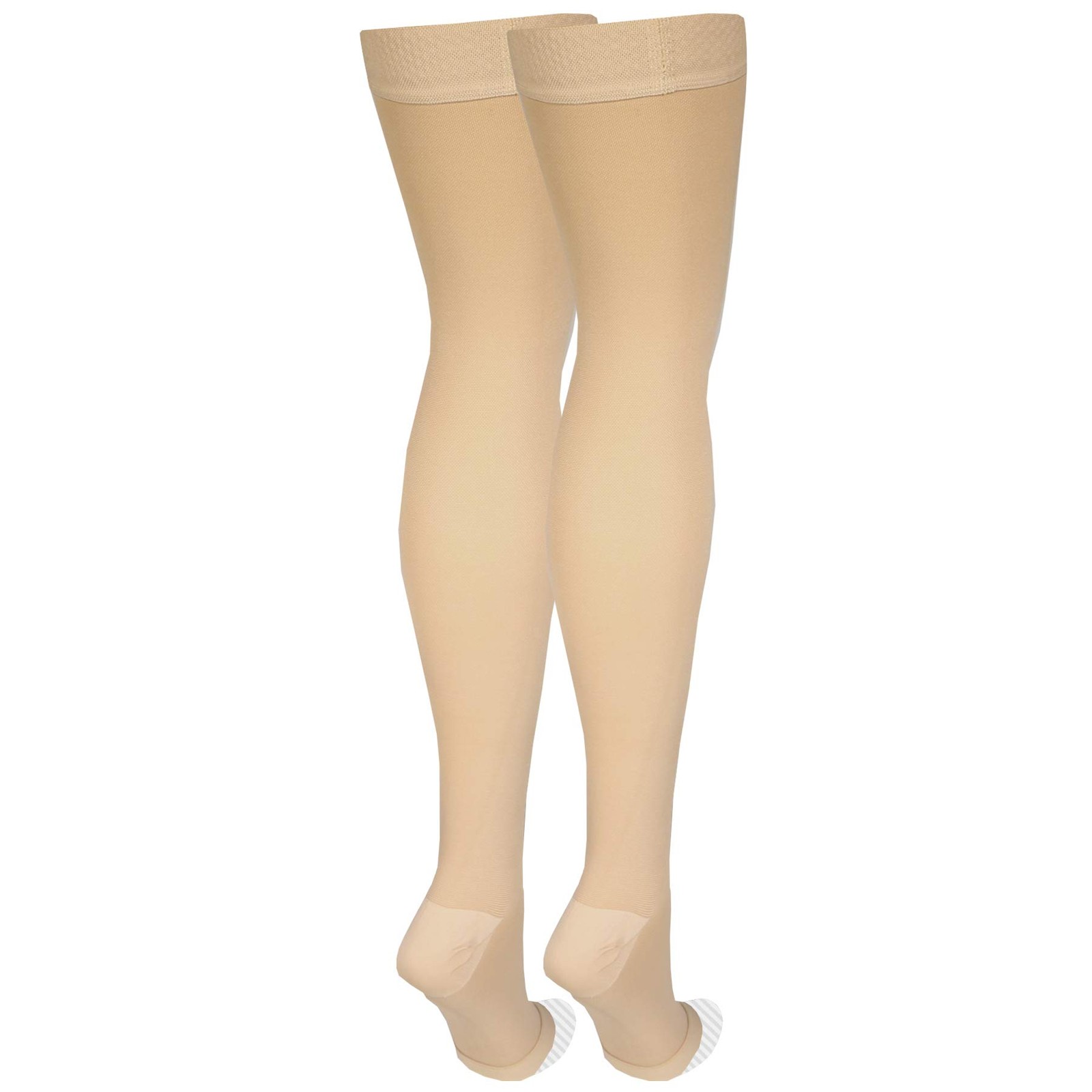 Amazon Basic Care Compression Stockings 20-30 mmHg, Open Toe, Thigh Length, Med