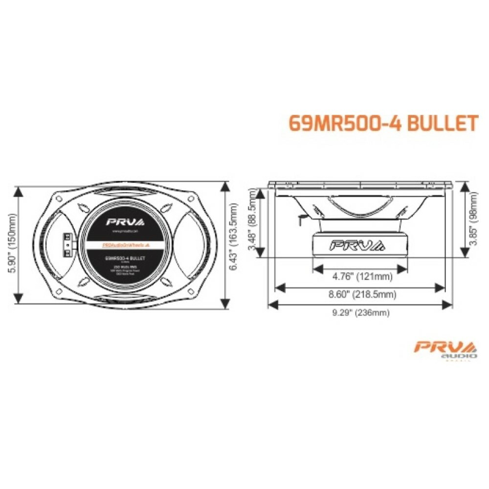 2x Loud 6x9" Car Speakers PRV 500 Watt 4 Ohm Midrange PRO Audio 69MR500-4 BULLET