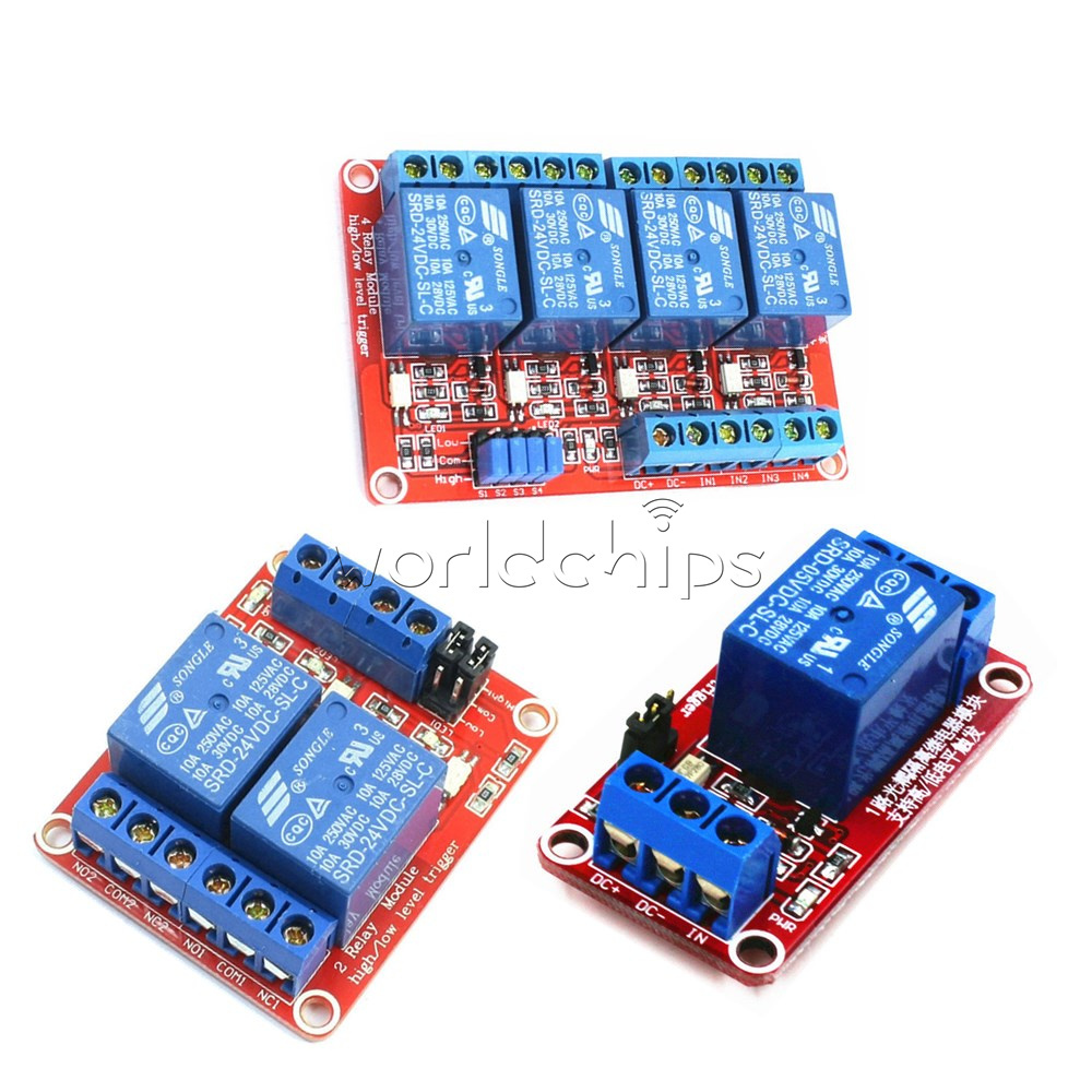 5V/9V/12V/24V 1/2/4 Channel Optocoupler Relay Support High Low Level Trigger
