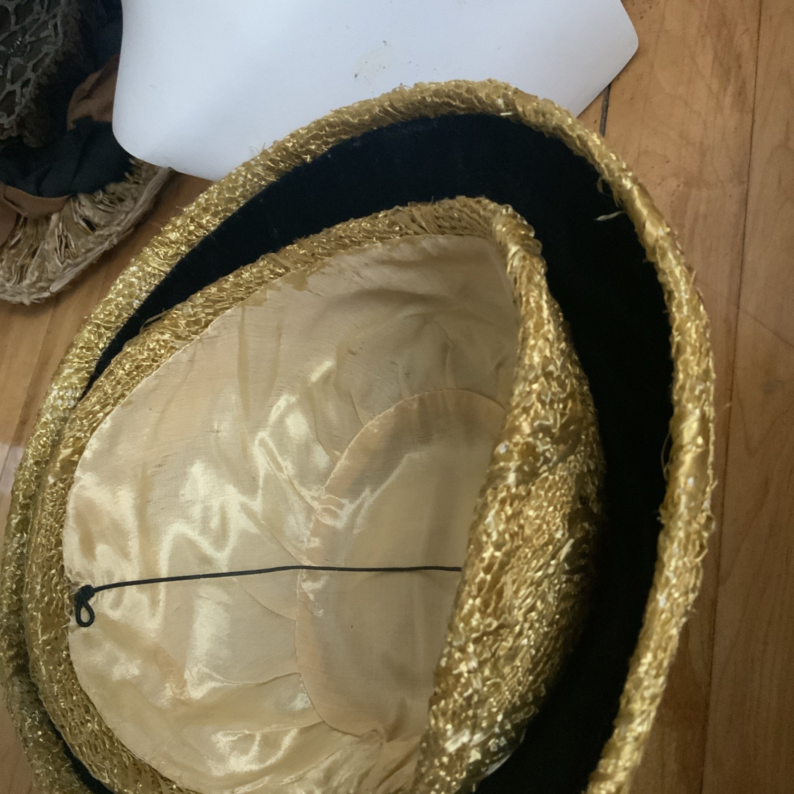 Vintage 1940s/50’s Hat In A Hat Possible Handmade Straw & Velvet Derby Church