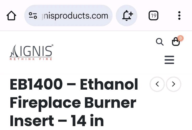 Ignis EB1400 Ethanol Ventless Fireplace INSERT Rare