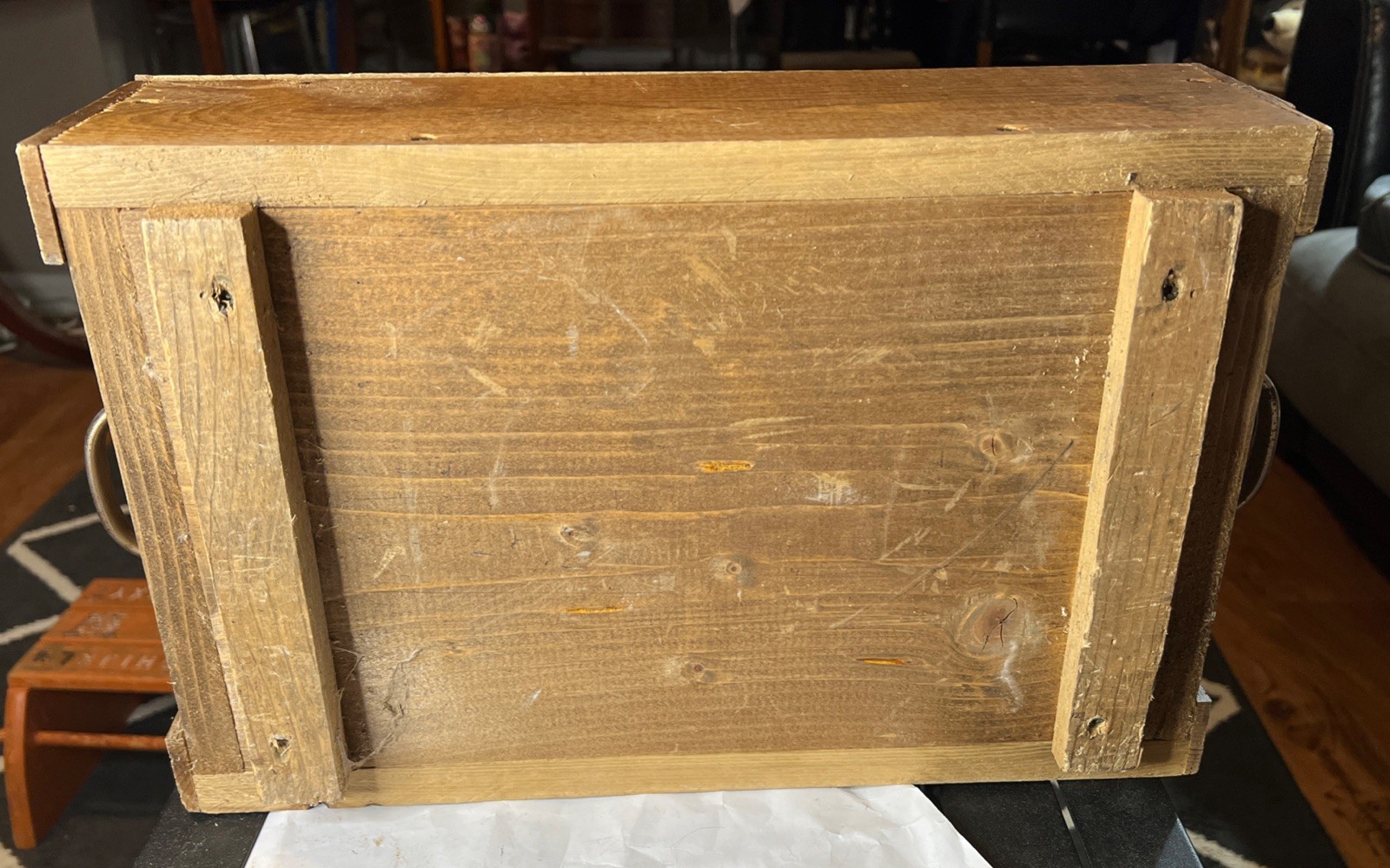 VINTAGE TOOLBOX HAND-MADE WOOD HEXAGON SHAPE LOCK BOX WITH DOUBLE LOCKS +HANDLES