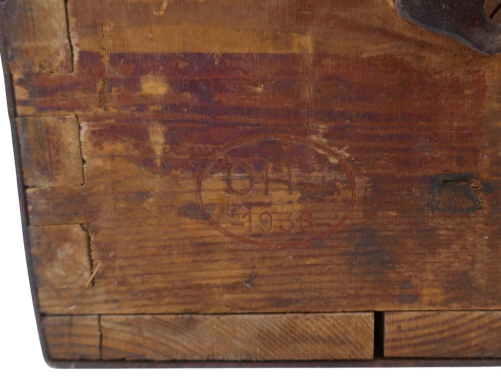 Captured WWII German Wood Ammo Crate Used By GI To Ship Home