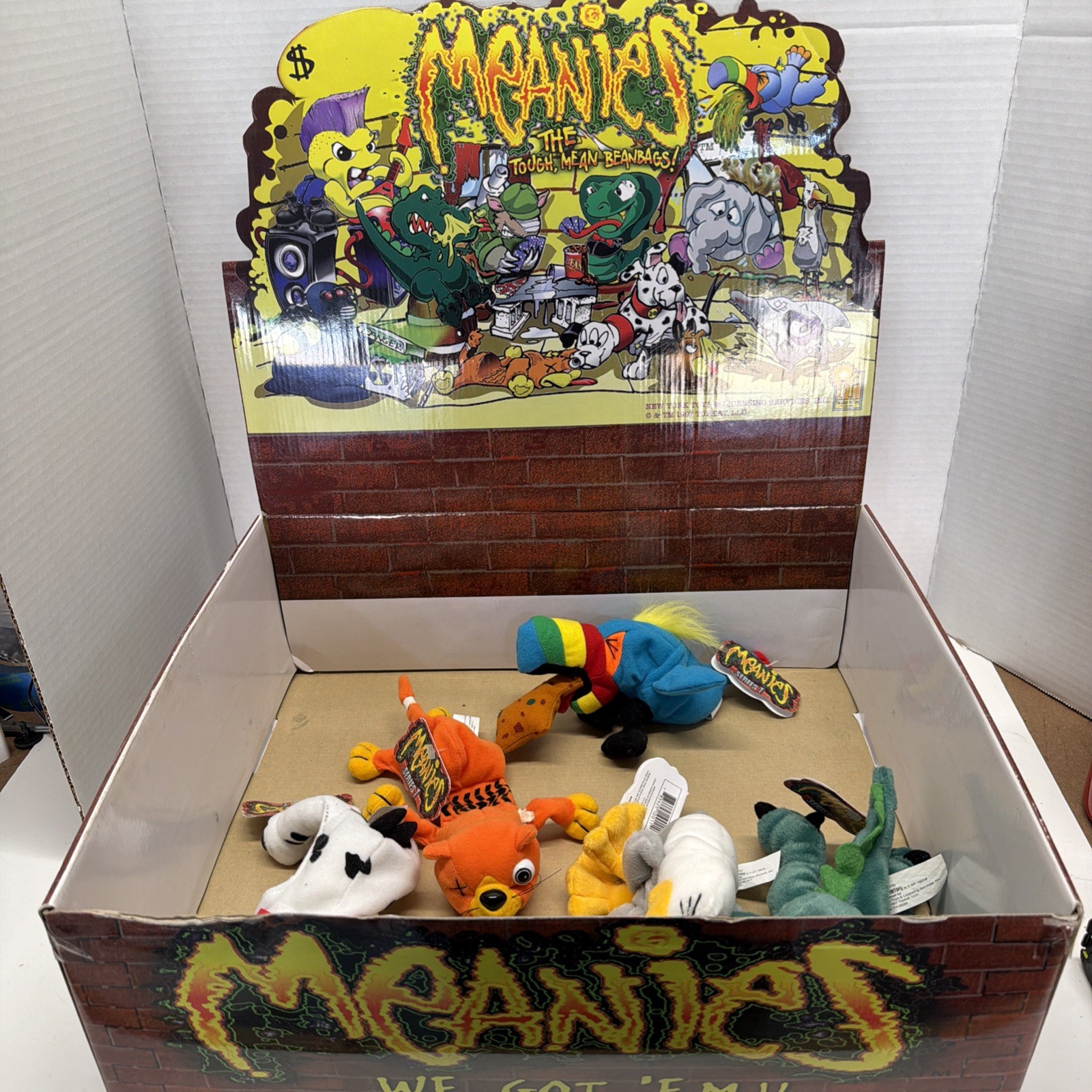 Lot Of 5 Meanies Stuffed Beanie Plush Animals Series 1 New With Display Box RARE