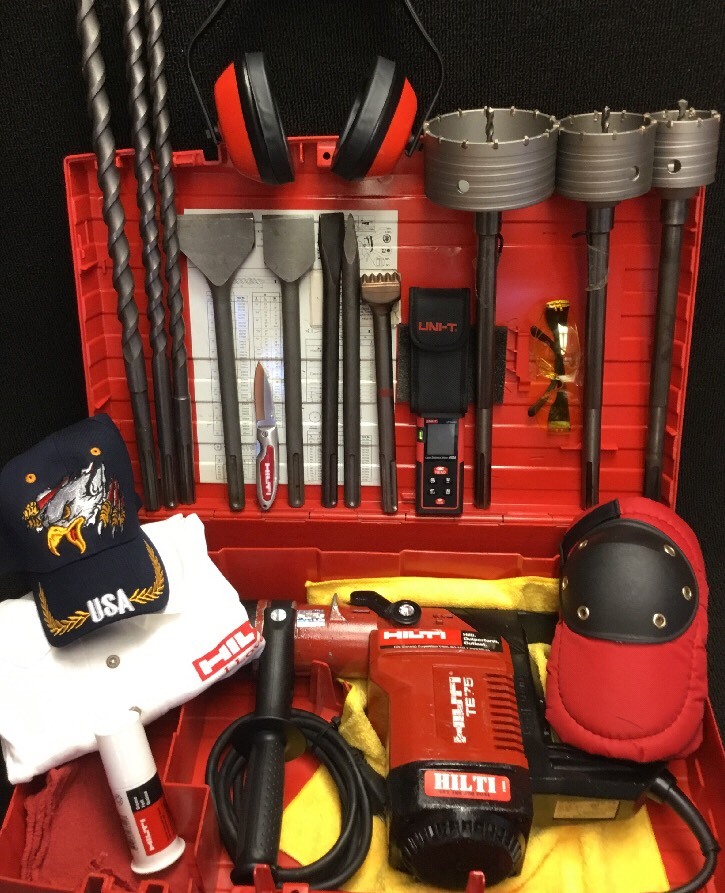 HILTI TE 75, PREOWNED, FREE CHISEL, BITS, LASER METER, FAST SHIP