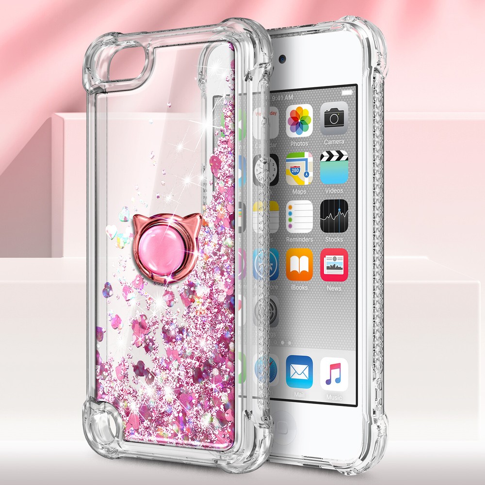 For iPod Touch 5th 6th 7th Case Glitter Ring Holder + Lanyard & Screen Protector