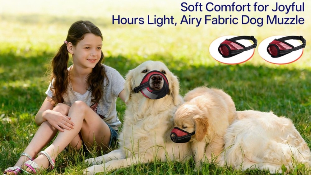 2 Pack Adjustable Dog Muzzle for Large Dogs - Breathable Soft Mesh, Anti-Biting,