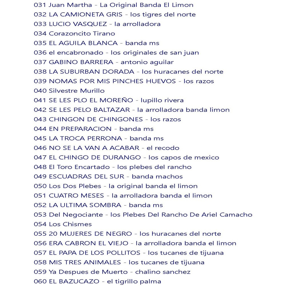102# CORRIDOS FAMOSOS mp3 cd con 100 exitos