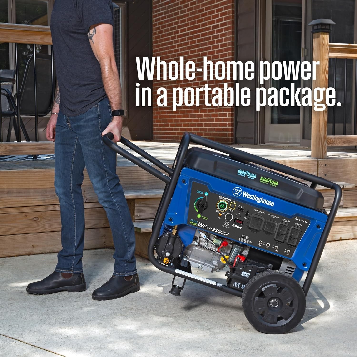 Westinghouse 12500 Watt Dual Fuel Home Backup Portable Generator, Remote Electri