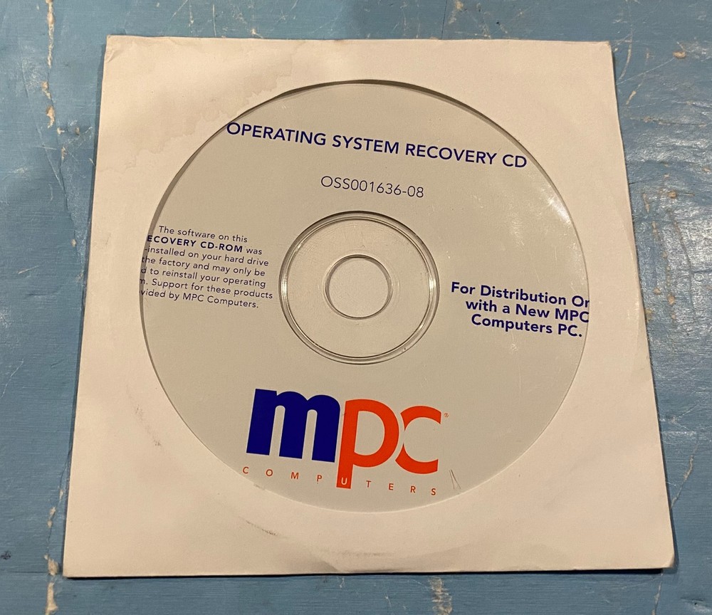 MPC Computers Windows XP Operating System Recovery CD OSS001636-03