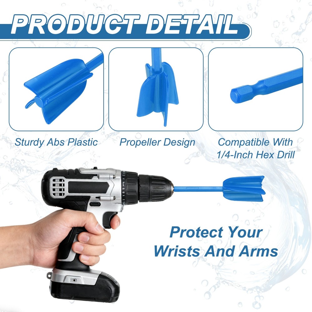 3Pcs 8.7" ABS Plastic Silicone Resin Mixer Paddle, Blue