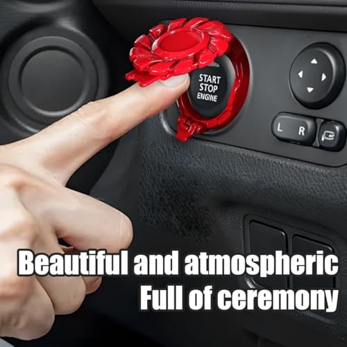 Car Push Start Button Cover, Luminous Vehicle Engine Start Stop Button Red
