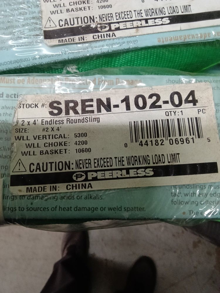5 Straps SREN-102-04 PEERLESS #2X4' Straps (4NEW) 1 Used Endless Loop