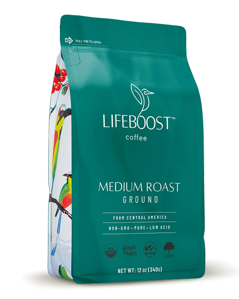 Coffee Ground Medium Roast Coffee - Low Acid Single Origin USDA Organic Coffee -