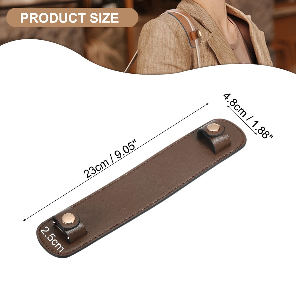 9" x 2" Leather Shoulder Strap Pad, PU Leather Backpack Strap Pads Light Brown