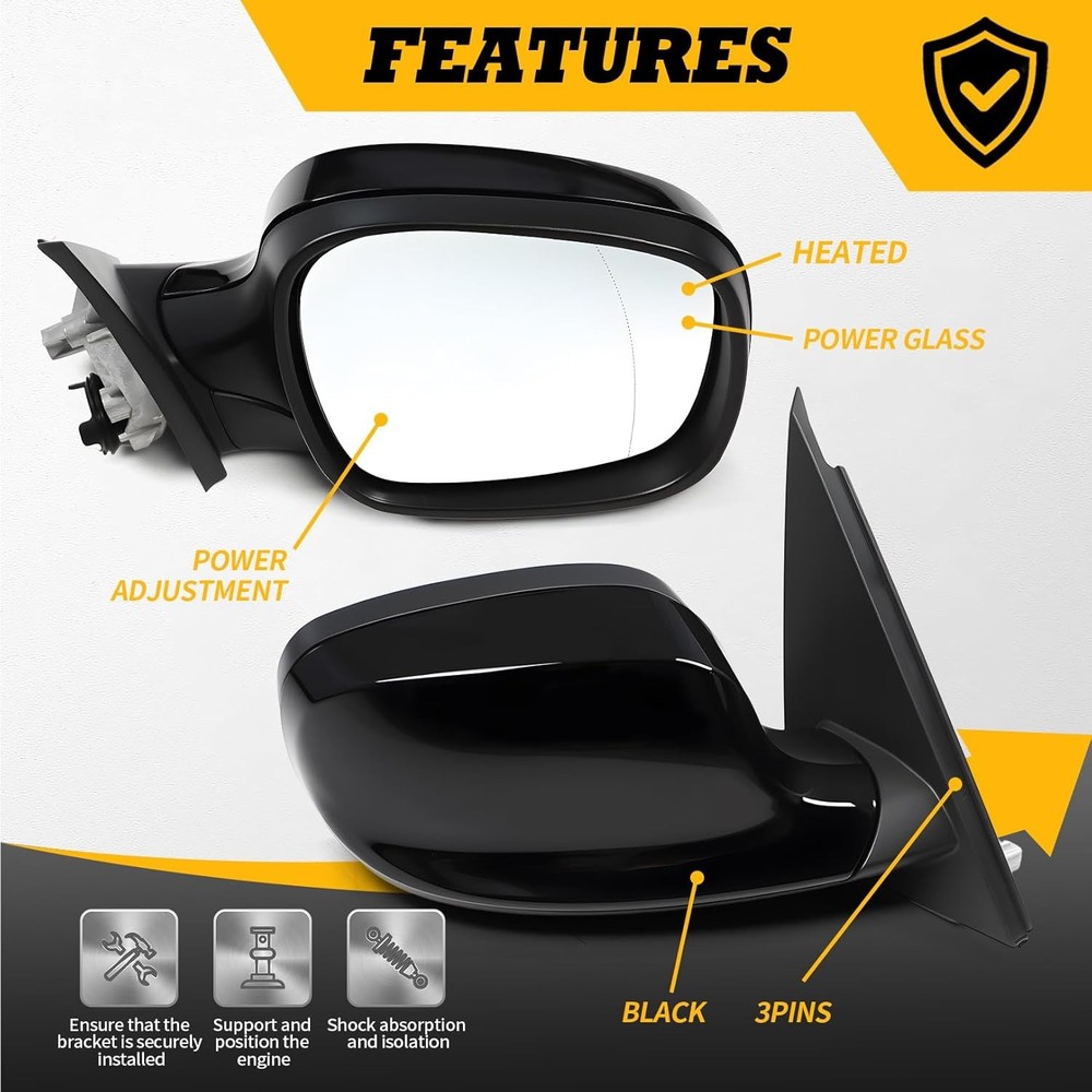 Right Passenger Side Mirror Assembly Compatible with X3 Right, Black