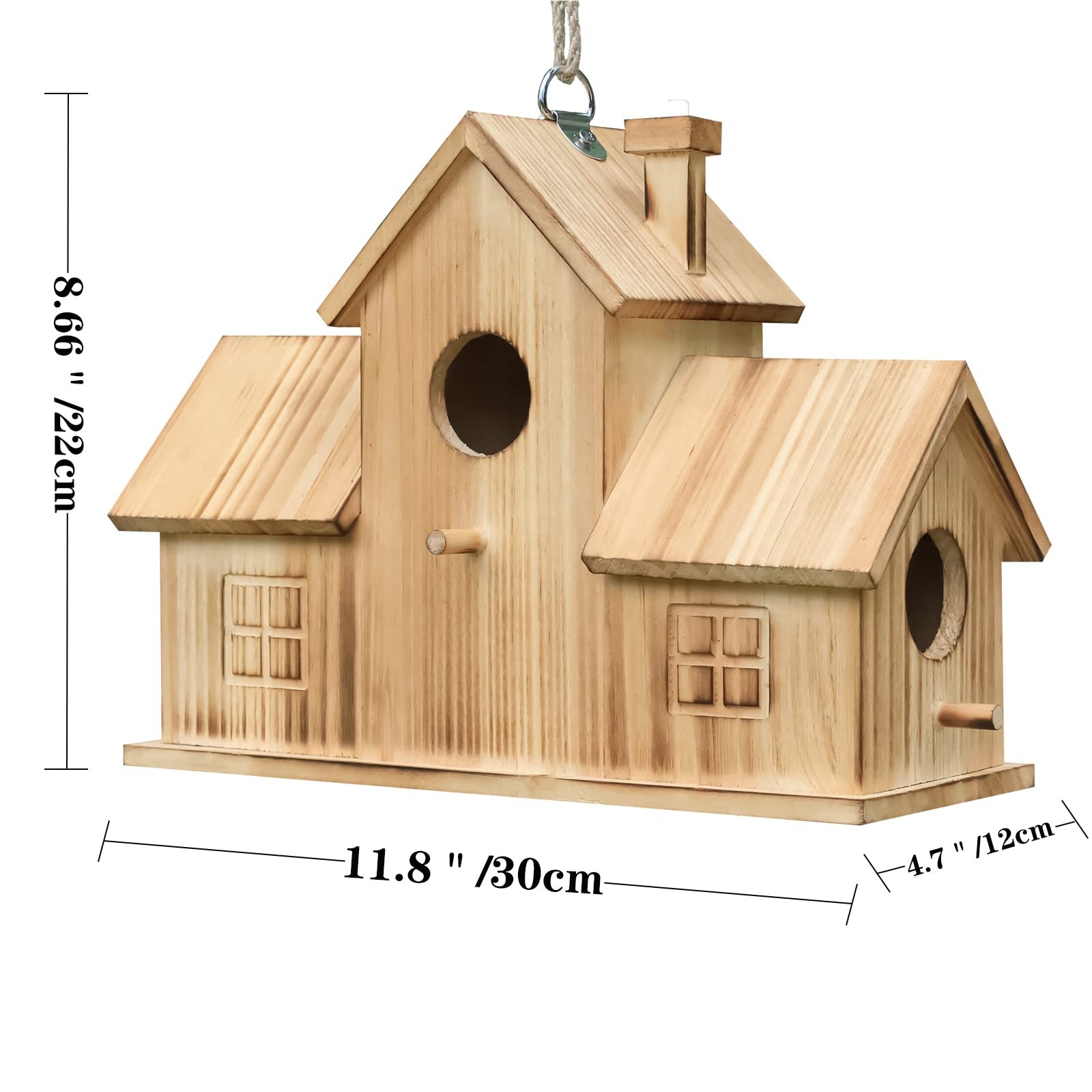 Bird Houses for Outside,Outdoor 3 Hole Bird House Room for 3 Bird Families
