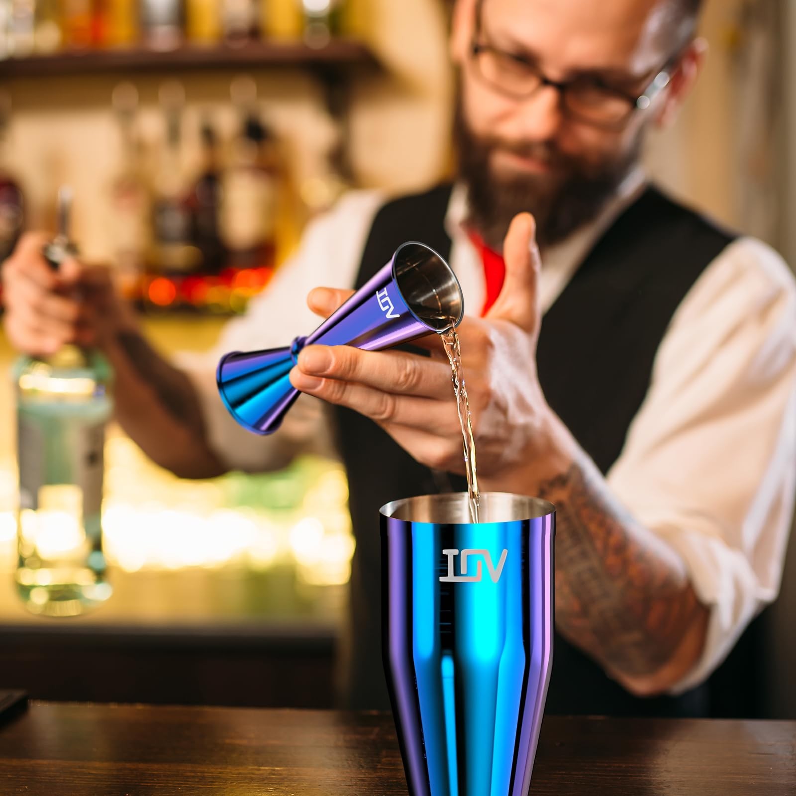 IOV Jigger for Bartending, Professional Double Cocktail 1/2oz, Rainbow