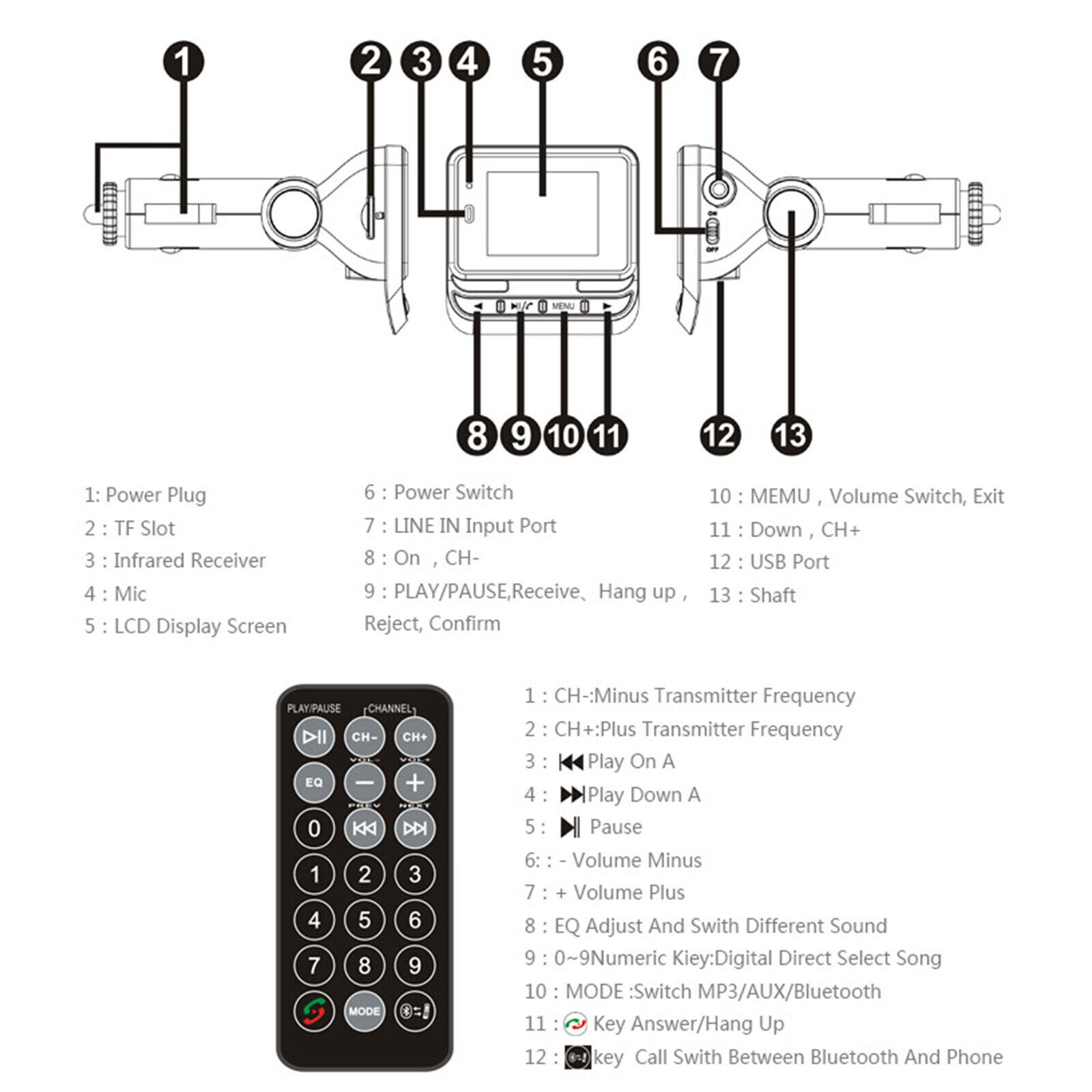 Bluetooth Wireless FM Transmitter Car MP3 Player Radio Adapter USB Charger