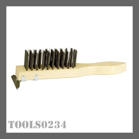 7" Hand Wire Scratch Brush Weiler 44069 w/Scraper 4 x 11 Rows