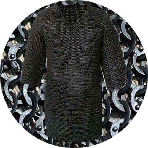 Flat Riveted With Flat Warser Chainmail shirt 9 mm Extra large Size Black