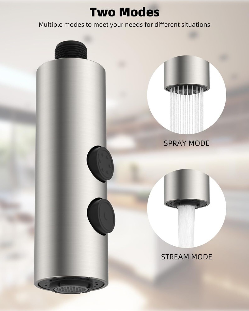 Metal Pull Down Kitchen Faucet Head Replacement,2 Function Sink Faucet Head