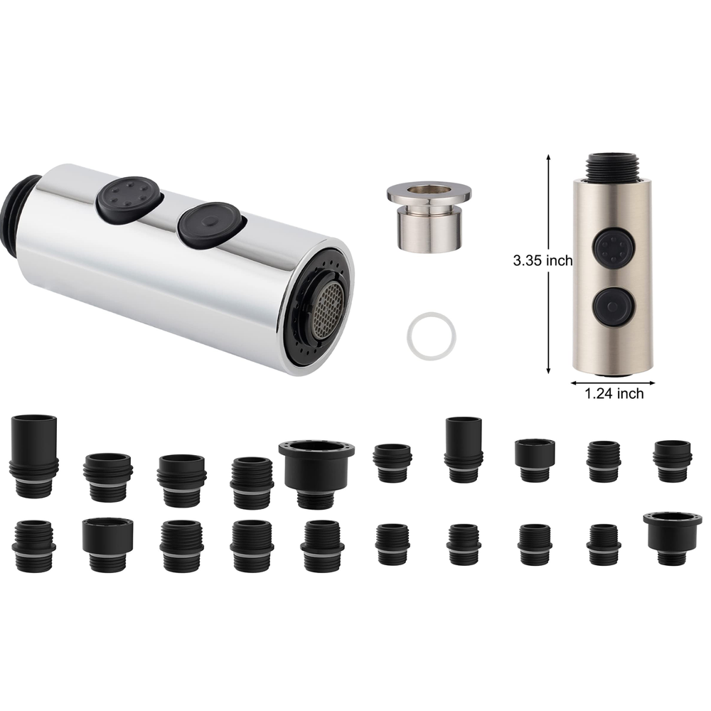 Pull Out Sink Sprayer Head Replacement,2 Function Kitchen Faucet Head 11 Adapter