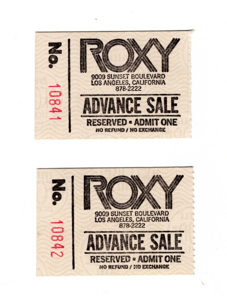 RARE ROXY THEATER RITA COOLIDGE CONCERT STUBS OCT 20, 1979. NICE! FREE SHIPPING!