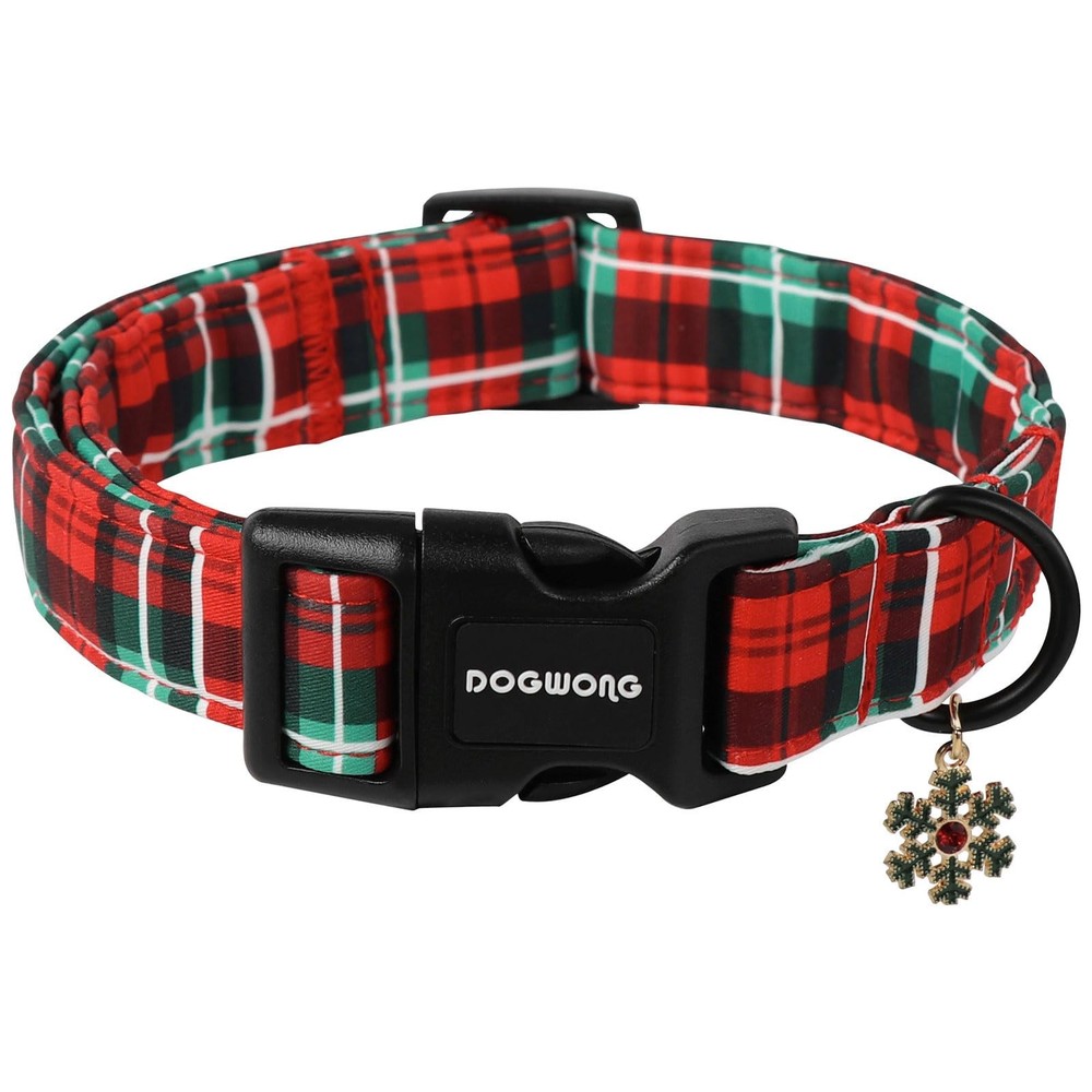 Christmas Plaid Dog Collar Red Checked Adjustable Grid Small Medium Large