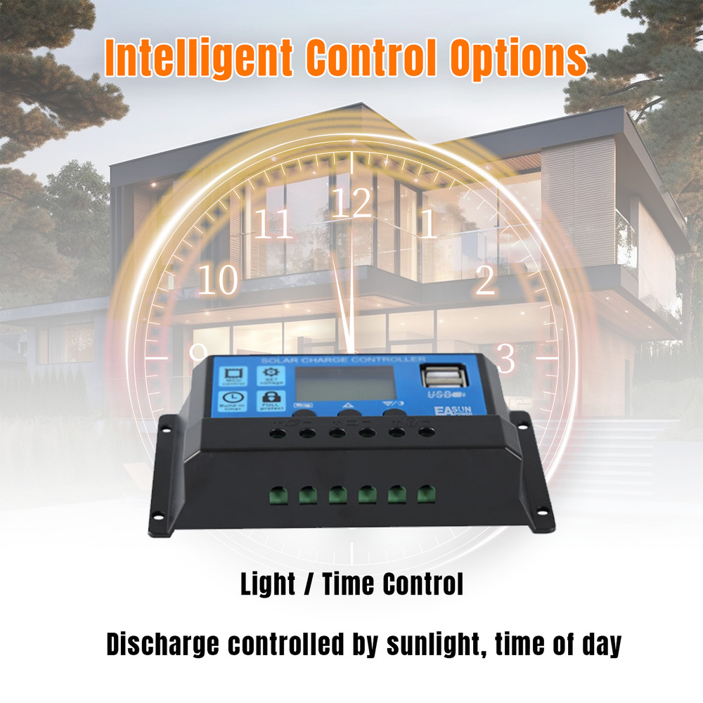 30A Solar Panel Battery Regulator 12V 24V PWM Controller Dual USB LCD