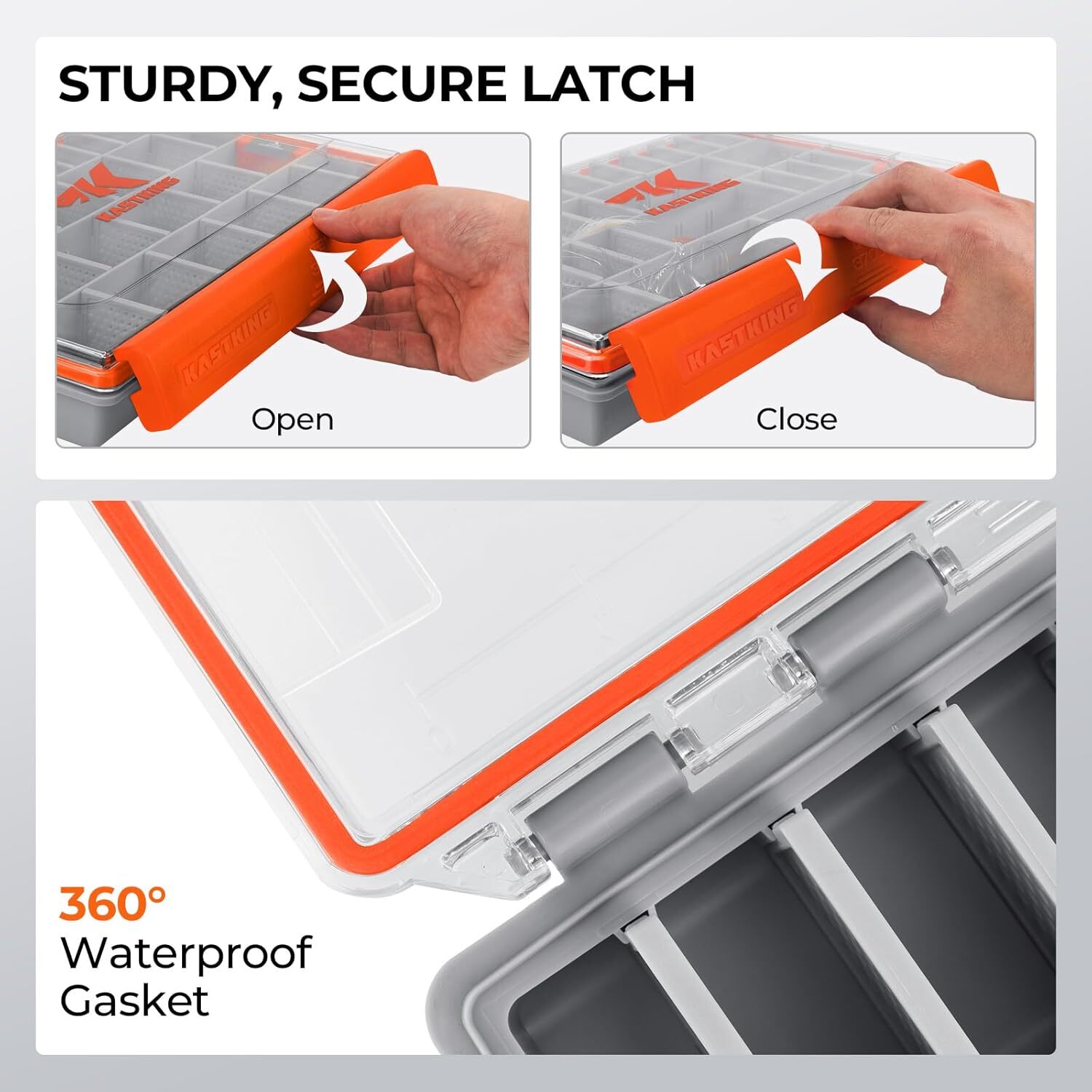KastKing HyperSeal Waterproof Tackle Box 3600+3700 Tray W/Adjust Divider Storage