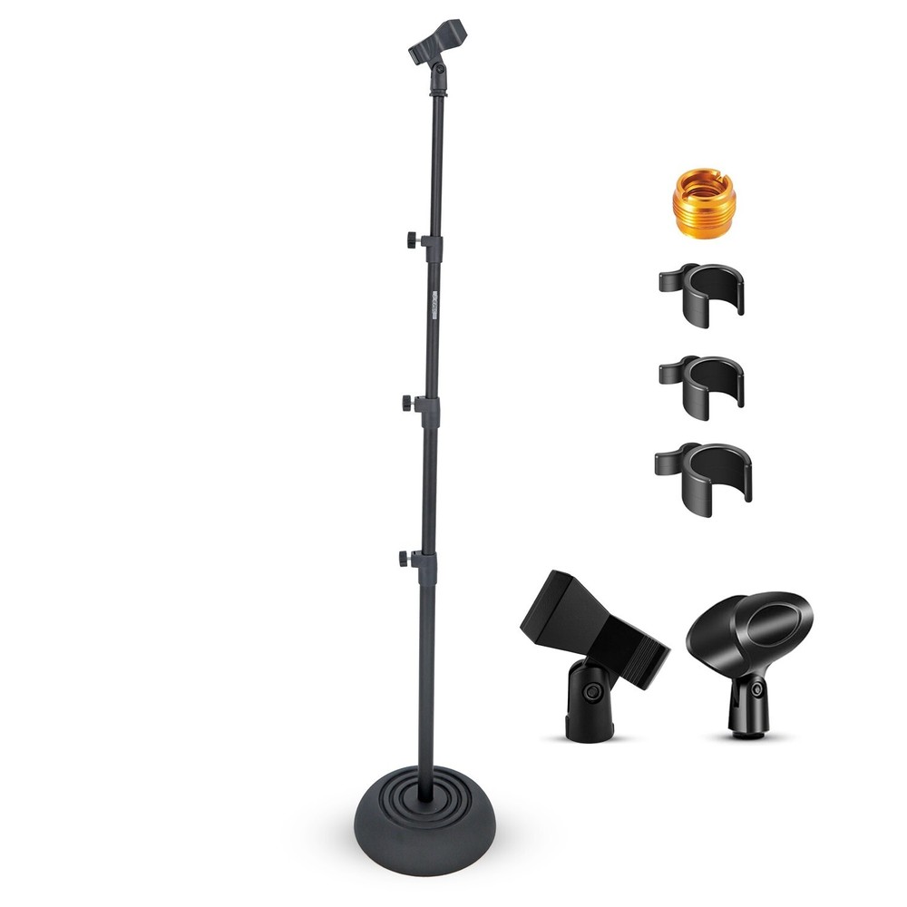 5Core Mic Stand Floor Adjustable Round Base Universal Metal Microphone Stands