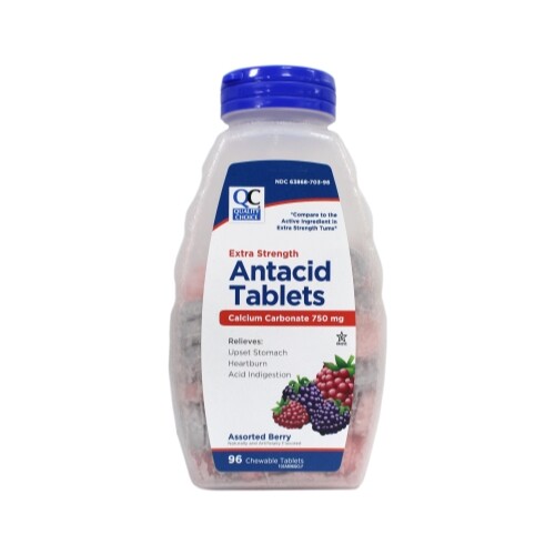2 Pack Quality Choice Extra Strength Assorted Berries Antacid Chewable 96 Each