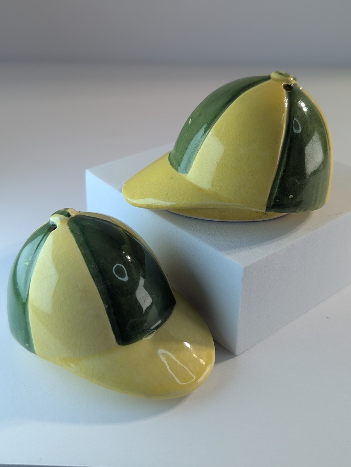 Vintage 1950's Baseball Cap Hat Salt And Pepper Shakers