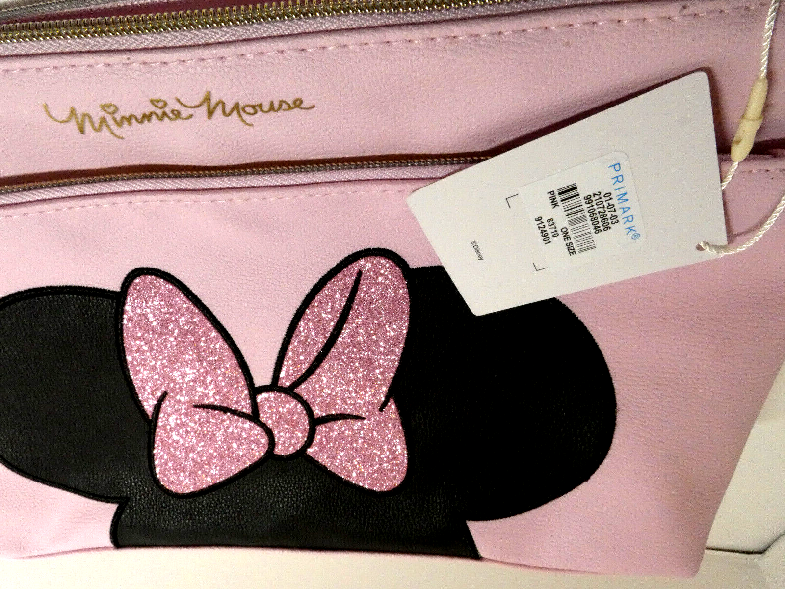 Minnie Mouse Pink Pouch Disney Cosmetic Bag Large Travel Makeup Case Primark NWT