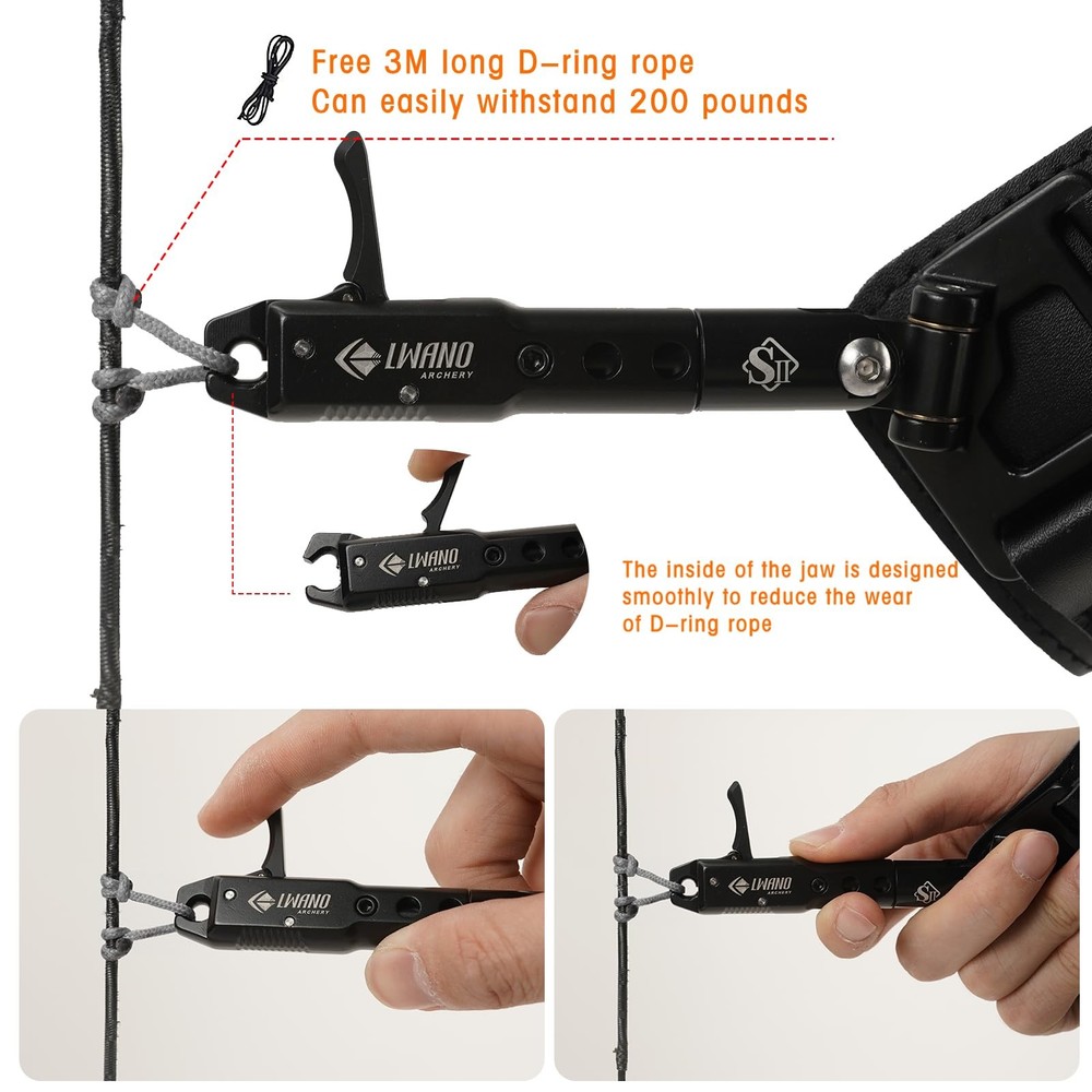 Archery Compound Bow Release Aids Trigger 360° Adjustable Wristband Release A...