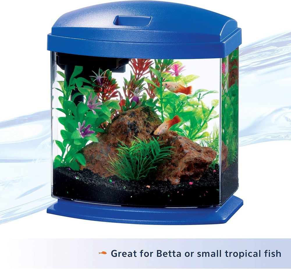 Blue Small Fish Tank with SmartClean Technology.