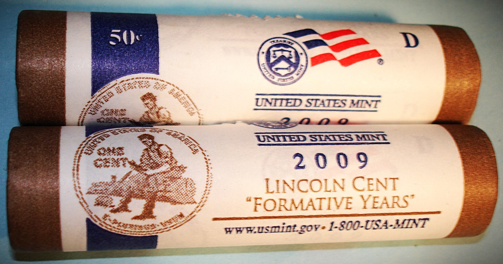 TWO (2) BU U.S. MINT Rolls LP2 2009-D FORM. YEARS 1¢ CENTS