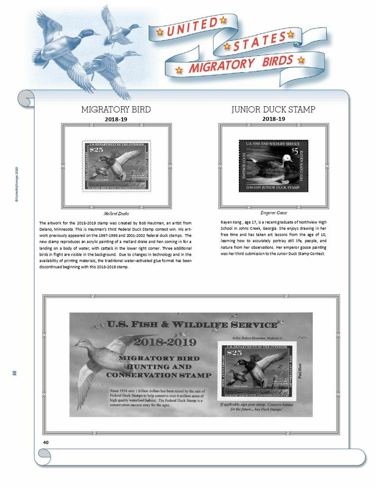 U.S. Federal Duck Stamp Supplement 1934 - 2025 (White Ace Alternative)