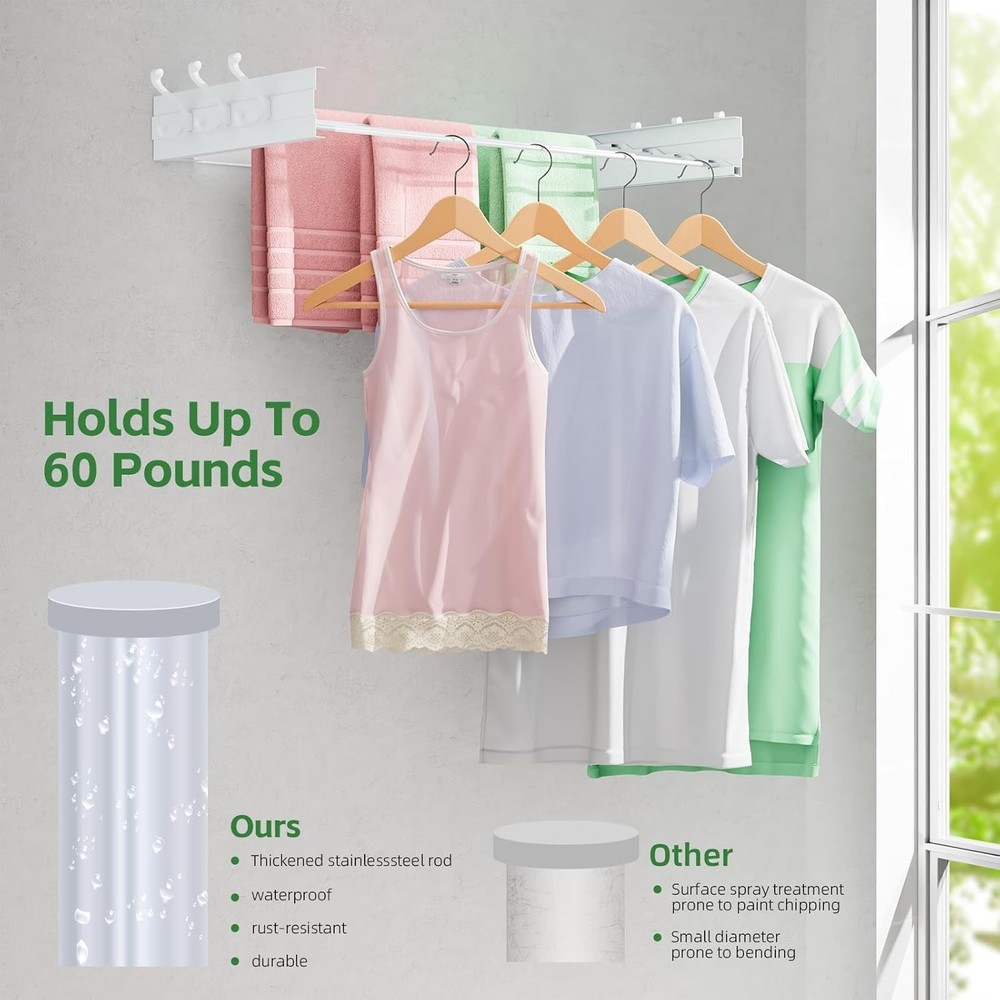Elegant 31.5'' Wall-Mounted Clothes Drying Rack - Space-Saving & Stylish