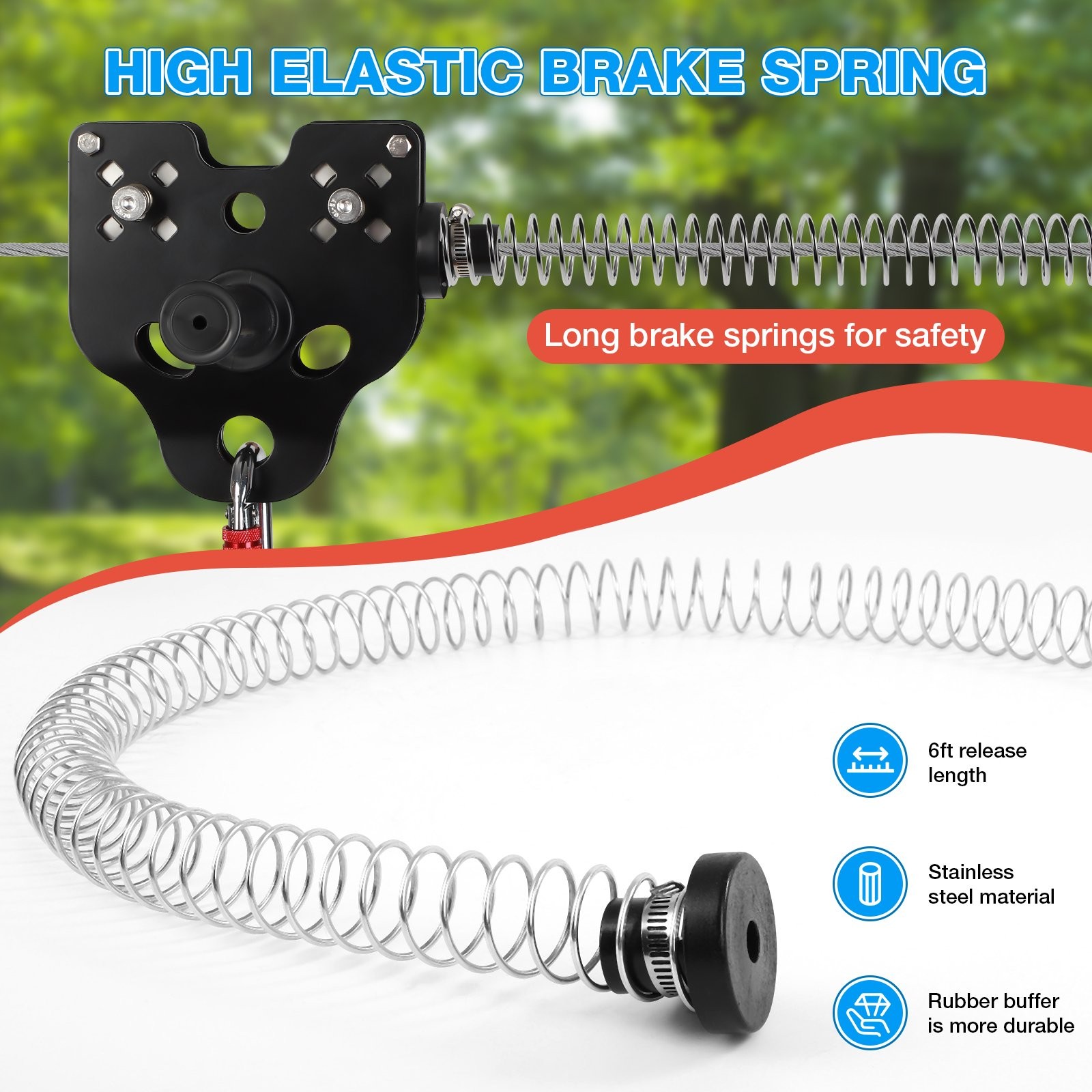 250FT Zipline for Backyard Kids - Up To 400LBS Quickly Tighten Zipline Kit