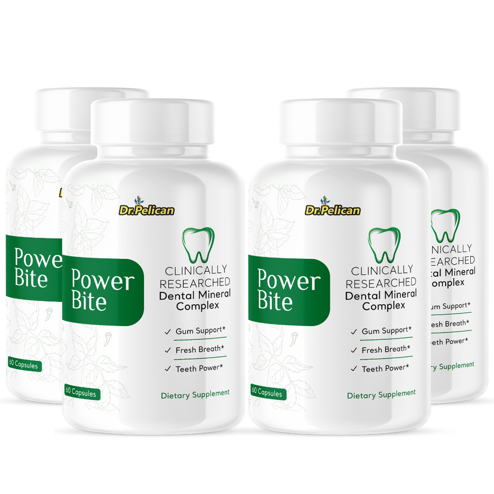 Power Bite-Teeth & Gum Support- 4 Bottles - 240 Capsules