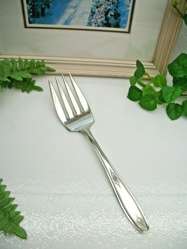 Vintage  Diamond Silver   ART DECO   Silverplate  Cold Meat Serving Fork