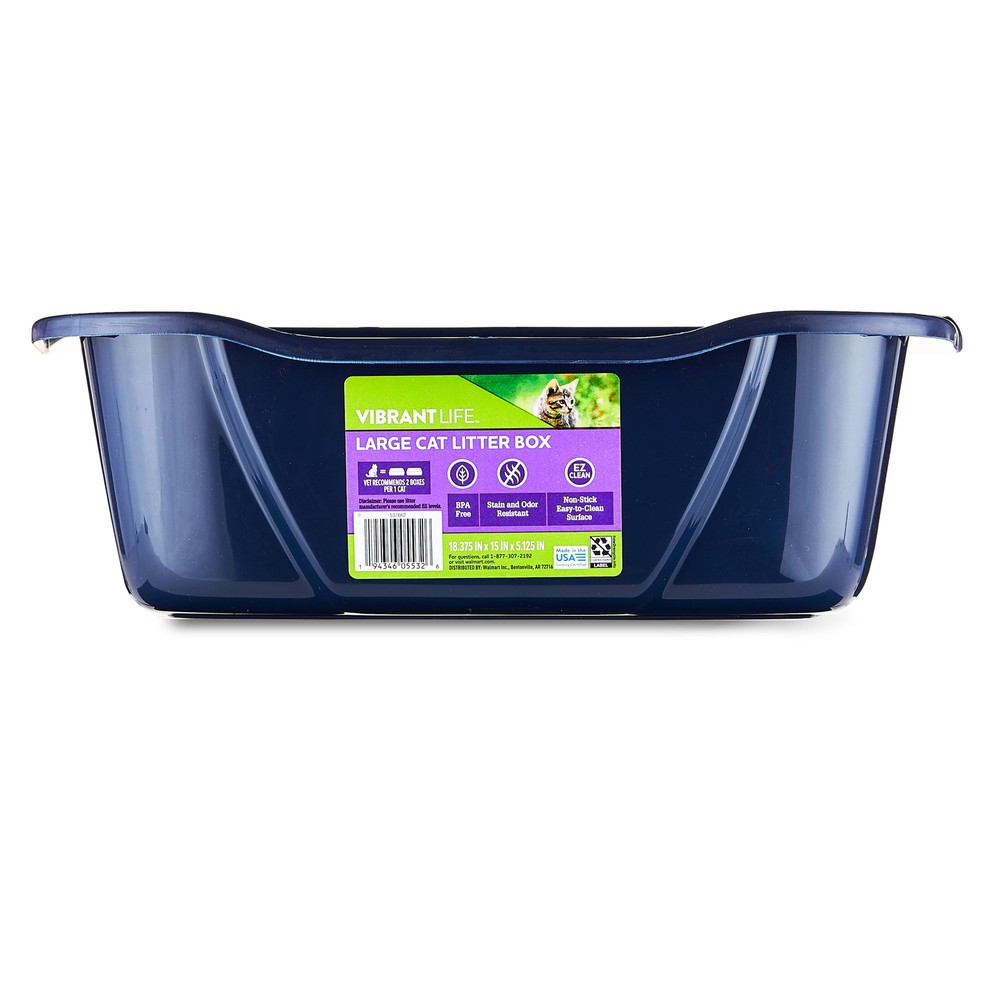 Vibrant Life Large Open Cat Litter Box,	 Reusable