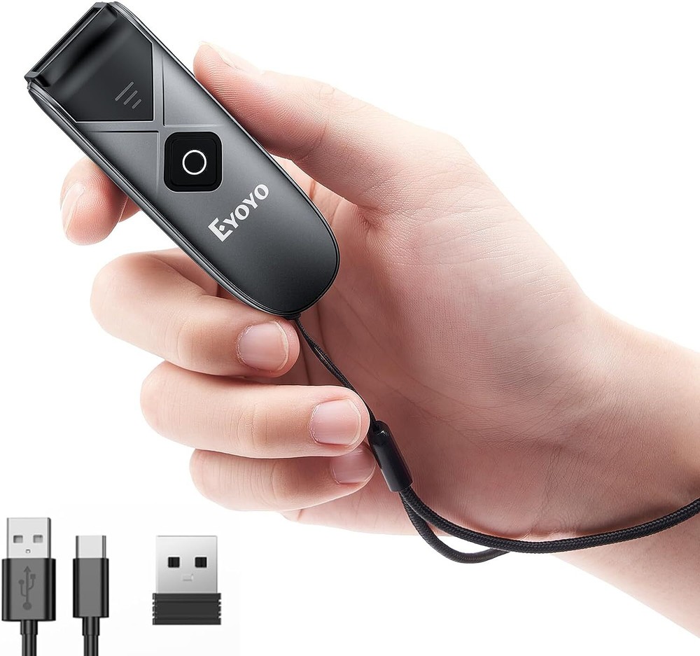 EYOYO Mini Wireless 2D QR Code Barcode Scanner Bluetooth USB Reader for PC Phone