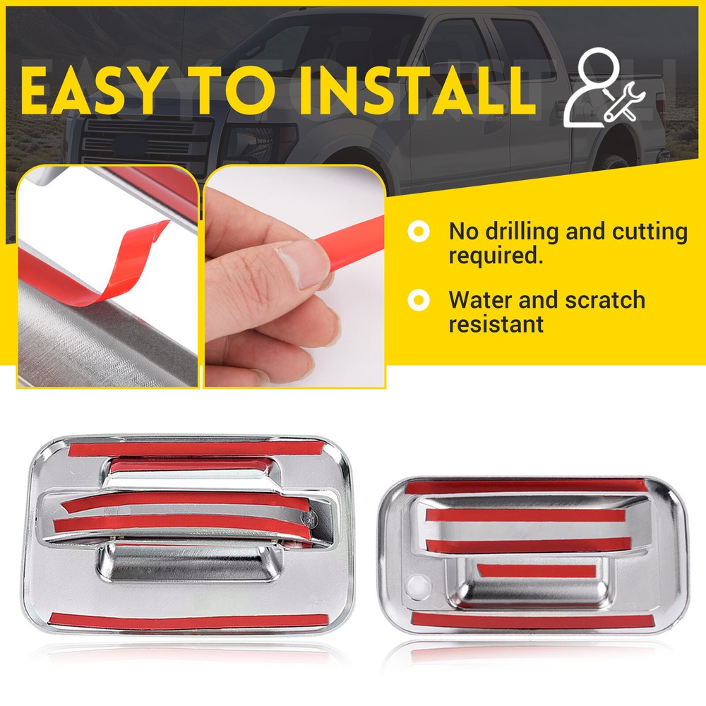 Fits 2004-2014 Ford F-150 F150 Chrome 4 Door Handle + Tailgate Handle Covers