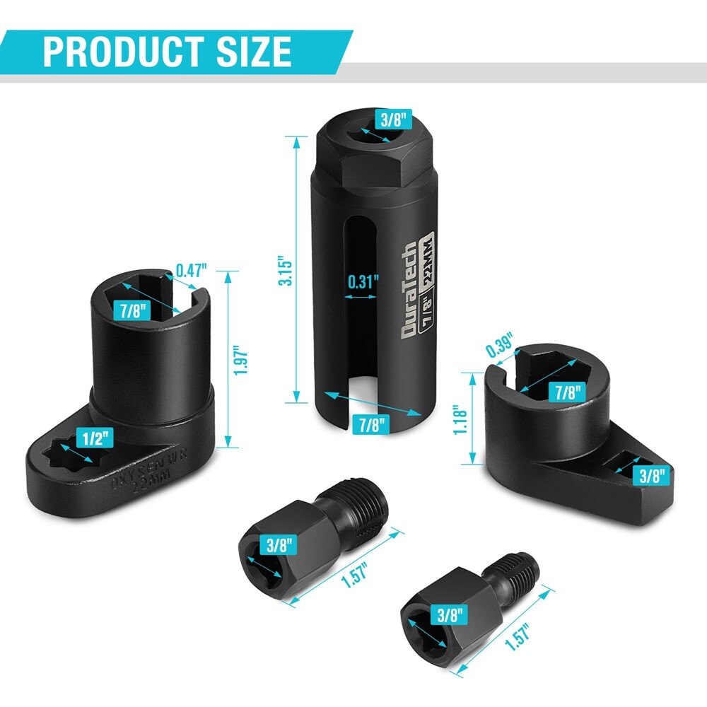 DURATECH O2 Oxygen Sensor Socket Thread Chaser 3/8 1/2"x7/8" 22mm Wrench Remover