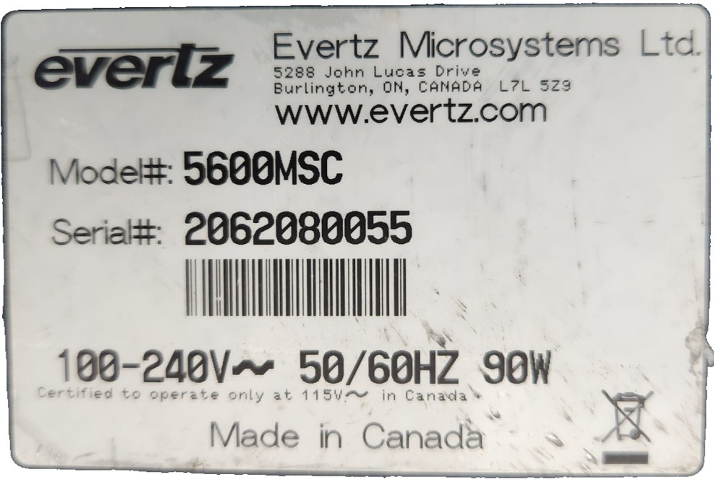 Evertz 5600MSC Master Sync Clock Generator / SPG