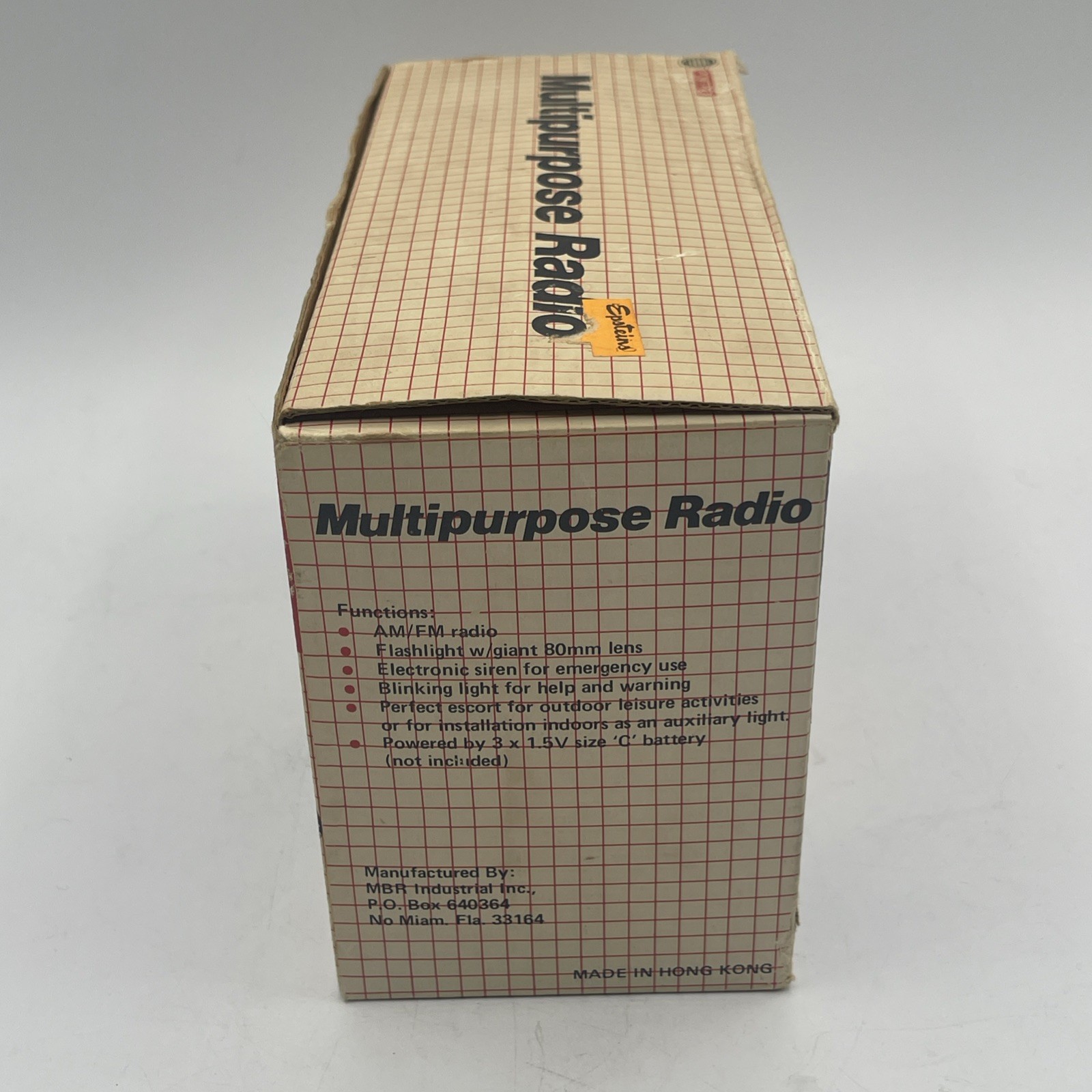 Vintage Pomtrex Multipurpose Radio Flashlight AM/FM Yellow 100-00526 Hong Kong