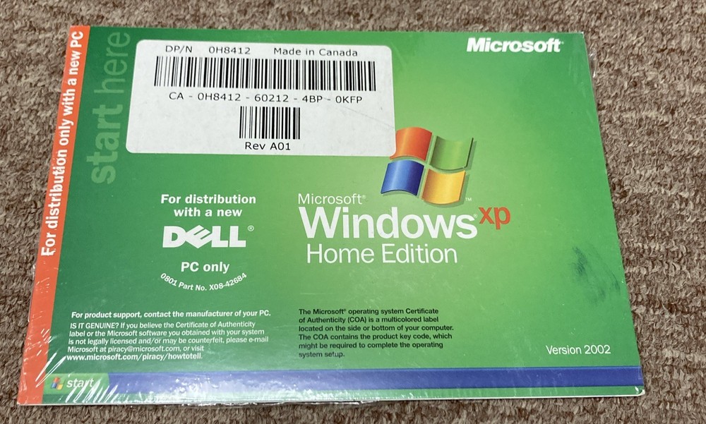 Microsoft Windows XP Home Edition 2002 Dell PC Brand New Sealed
